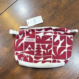 Vuori Burgundy and White Graphic Pouch